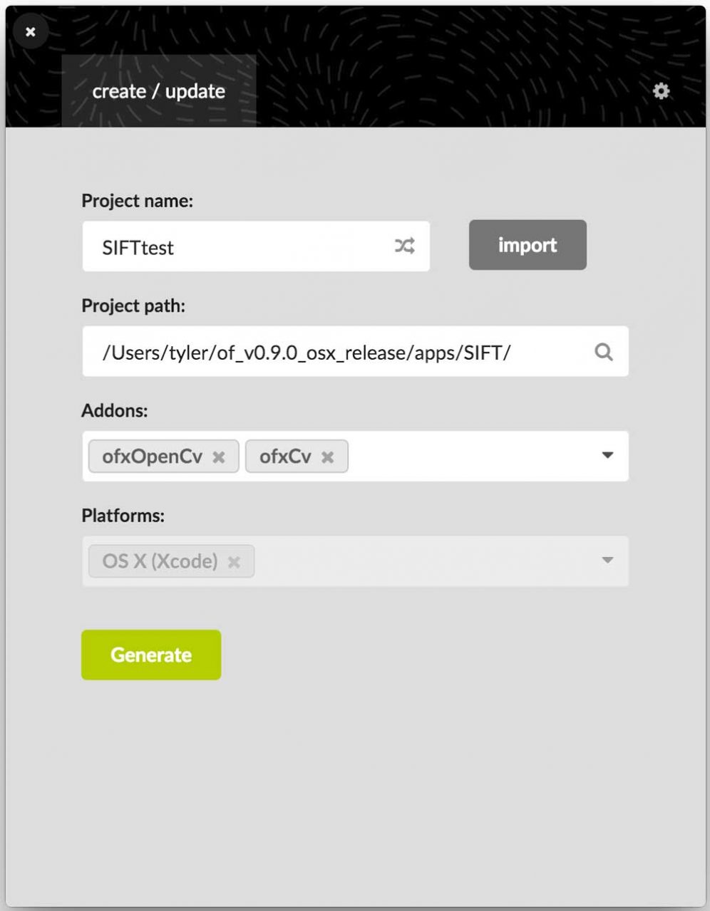 Bit creator. Project Generator. Generator-settings что писать.